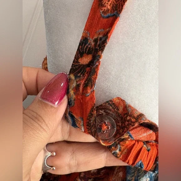 🆕 Old Navy Girl Orange Floral Ruffled Top Size M(8) - Picture 5 of 9